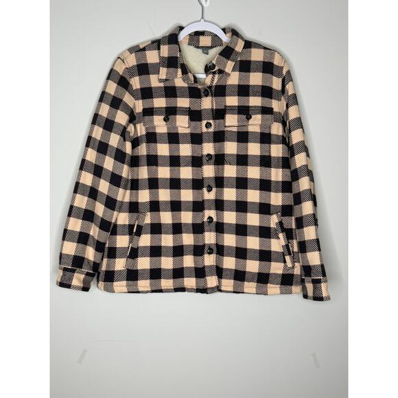 L.L. Bean Women's Jacket Sz L Shacket Plaid Preppy Old Money Fleece 100% Cotton - Picture 1 of 15